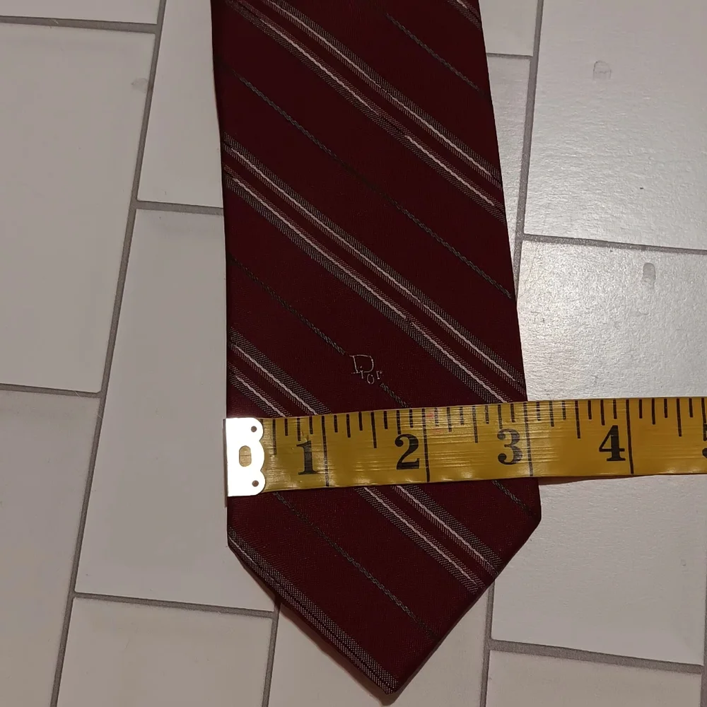 Dior Vintage Necktie Burgundy‎ Striped Men Occasion